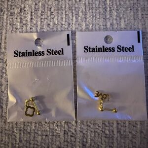 Gold-Tone Stainless Steel Nose Studs / Cartilage Barbells